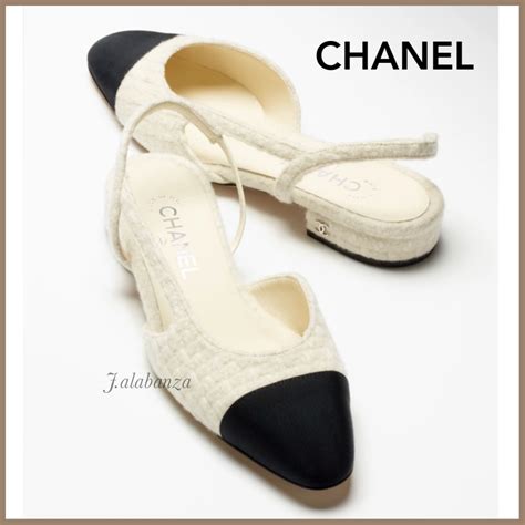 chanel sandal tweed|Chanel style slingback shoes.